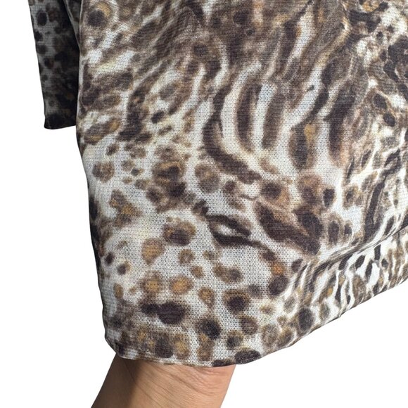 VTG Dana Buchman Brown Leopard Print Top W/ Sequin Butterfly Embellishments Sz S - Picture 10 of 11